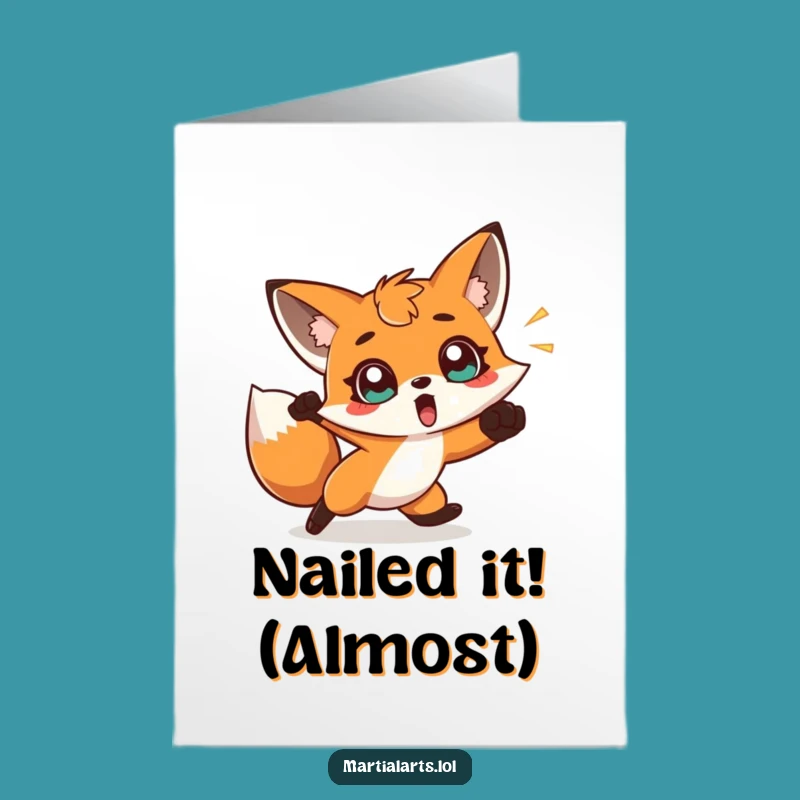 Free Printable Congrats Card: Fox Dodging Punch Funny Downloadable Gift