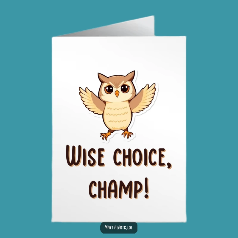 Free Printable Congrats Card: Owl's Balanced Stance - Funny Downloadable