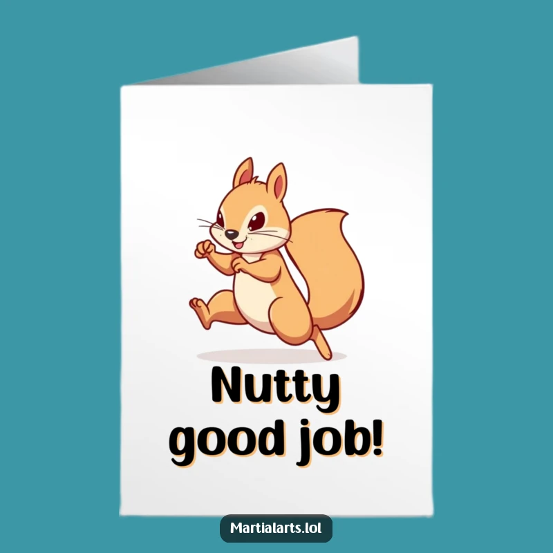 Free Printable Congratulations Card: Agile Squirrel Kicks Goals - Funny Downloadable