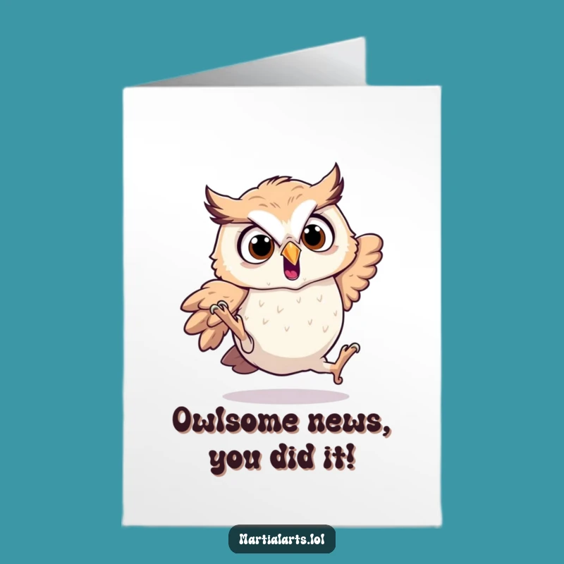 Free Printable Startled Owl Congrats Card: Comical Tumble Downloadable Celebration