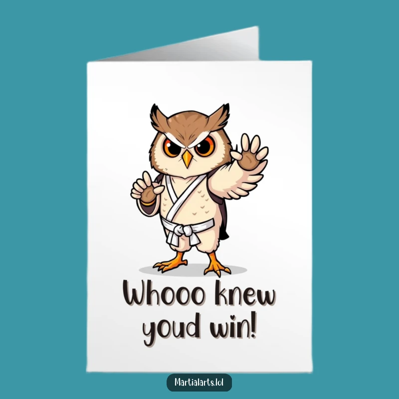 Free Printable Owl Congrats Card: Karate Champ Funny Downloadable Gift