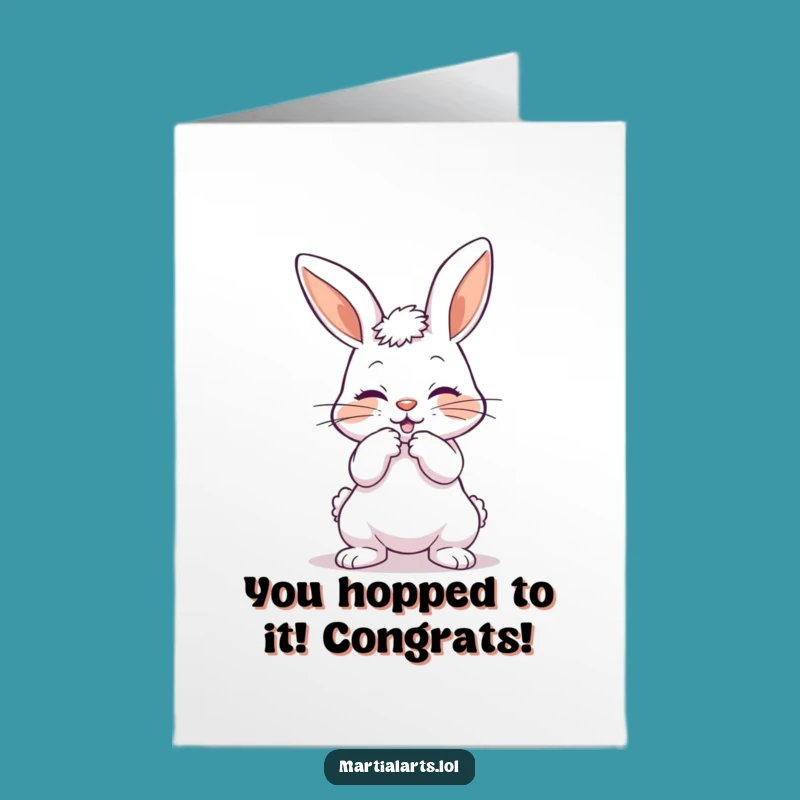 Free Printable Bunny Congrats Card: Funny Downloadable Karate Gift