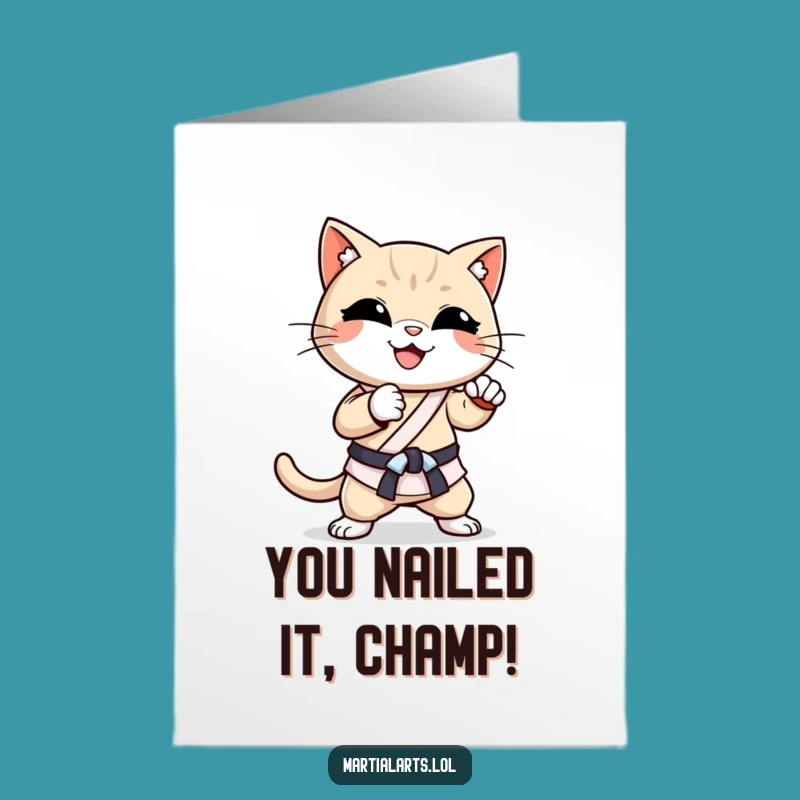 Free Printable Congrats Card: Funny Cat Karate Chop, Hilarious DIY Downloadable Greeting