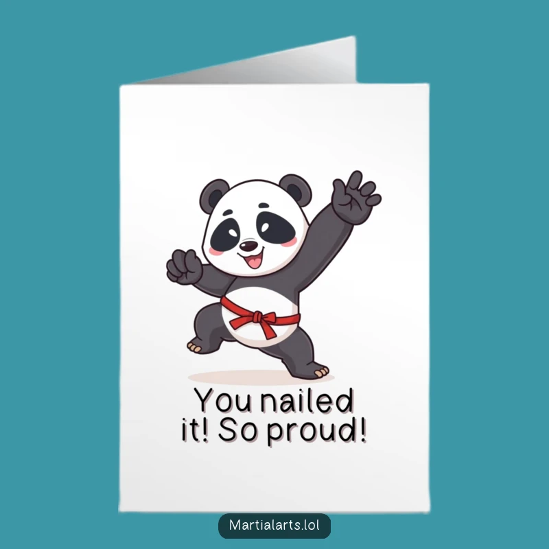 Free Printable Congrats Card: Panda Master Kung Fu Pose for Victorious Celebrations