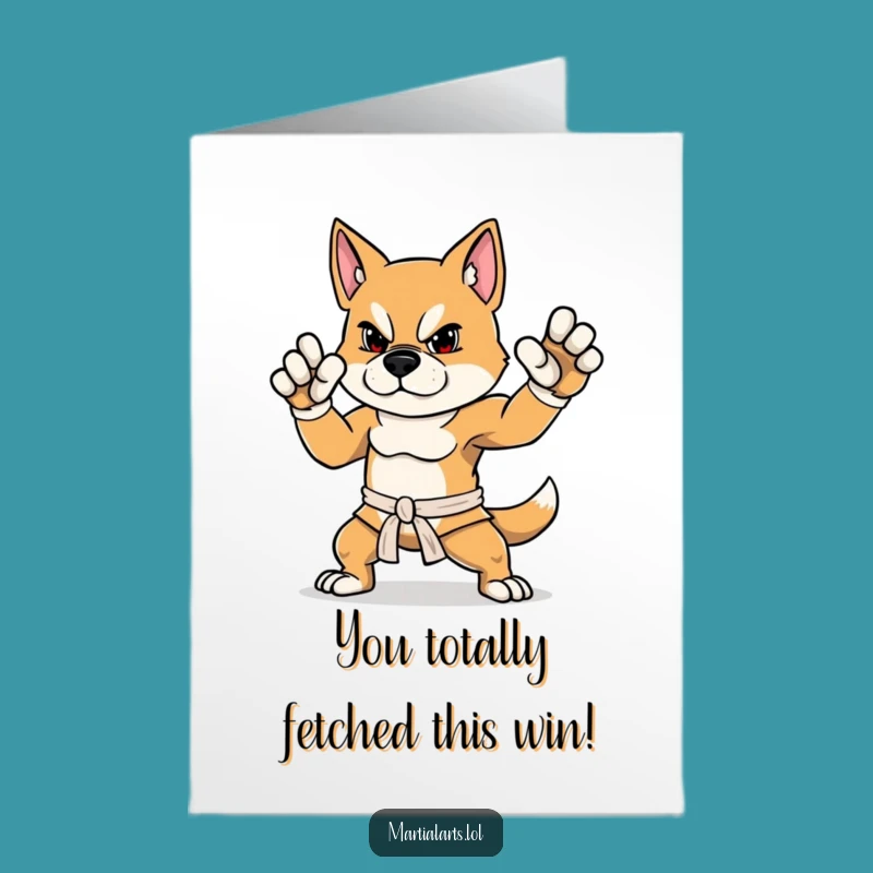 Free Printable Congrats Card: Funny Dog Martial Arts - Hilarious Downloadable Greeting