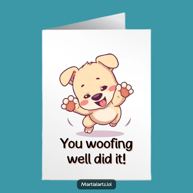 Free Printable Congrats Card: Puppy's Playful Tumble for Celebrating Milestones