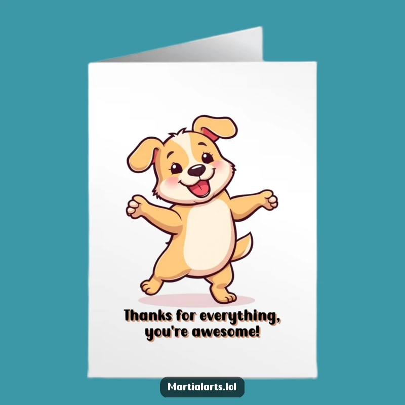 Free Printable Dancing Dog Thank You Card: Funny Downloadable Gift for Gratitude