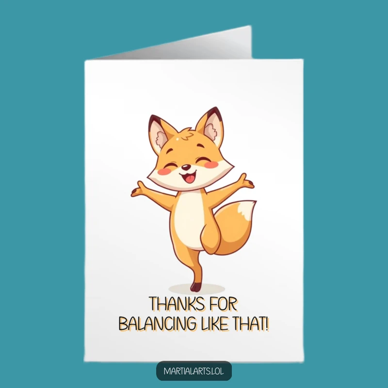 Free Printable Fox Thank You Card: Humorous Balancing Downloable Greeting