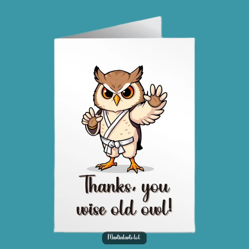 Free Printable Owl Thank You Card: Polite Karateka Funny Downloadable Gift
