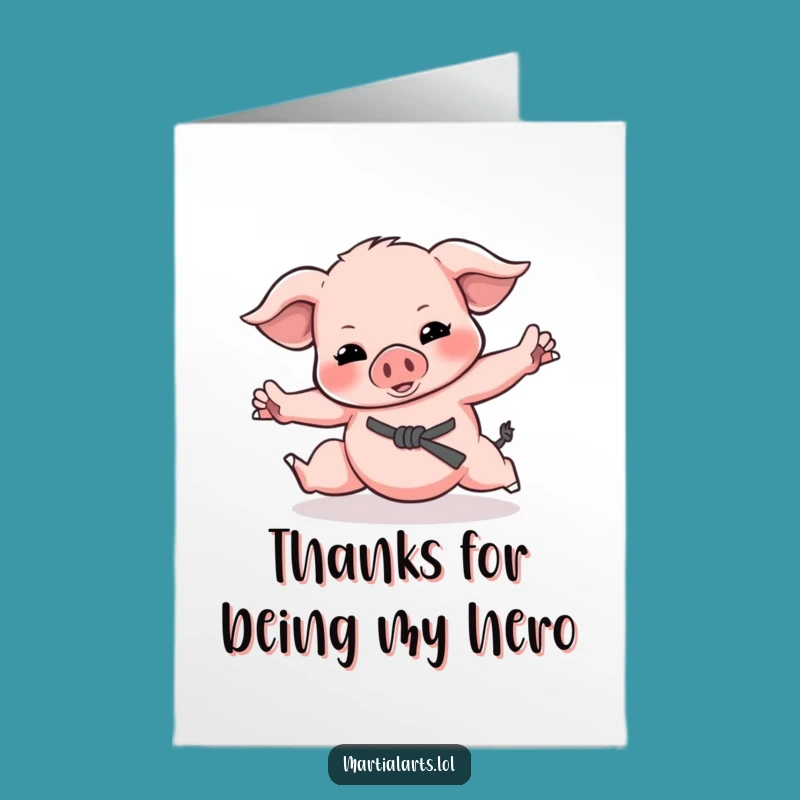 Free Printable Piglet Martial Arts Thank You Card - Adorable Downloadable Gratitude