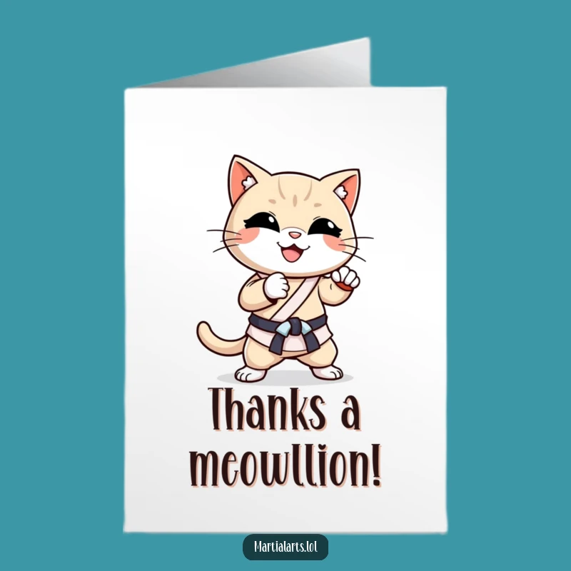 Free Printable Thank You Card: Funny Cat Karate Chop, Hilarious DIY Downloadable Greeting