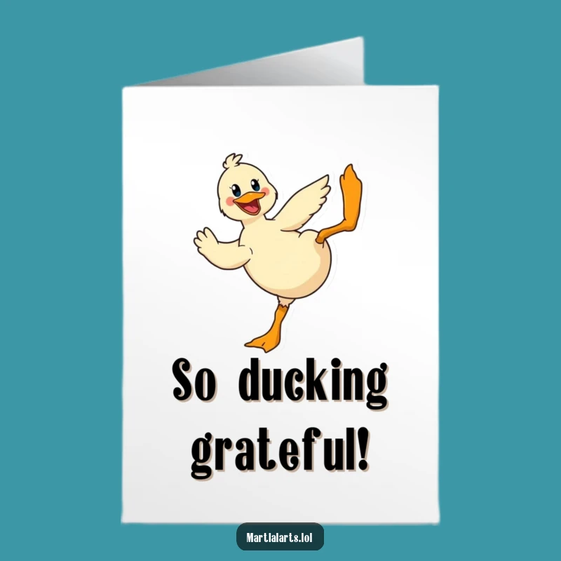Free Printable Thank You Card: Duck's Gratitude Kick - Funny