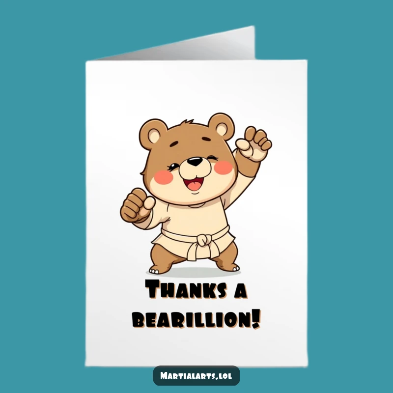 Free Printable Funny Bear Thank You Card: Kung Fu Thanks Downloadable