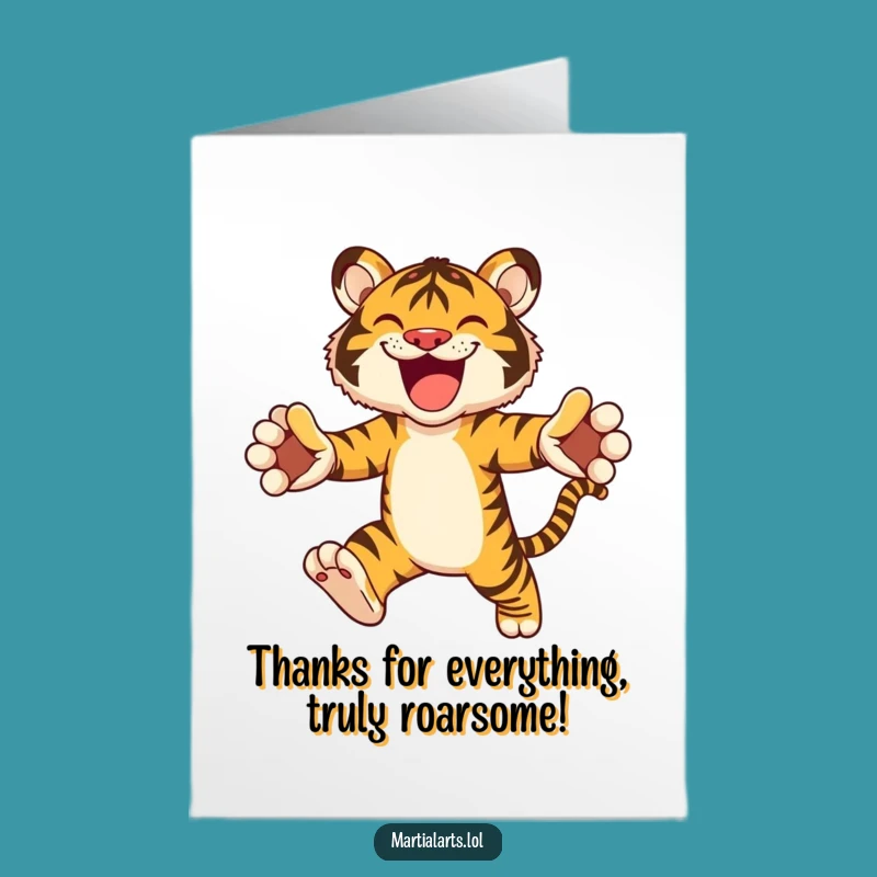 Free Printable Thank You Card: Grateful Tiger's Leap for Expressing Deep Appreciation