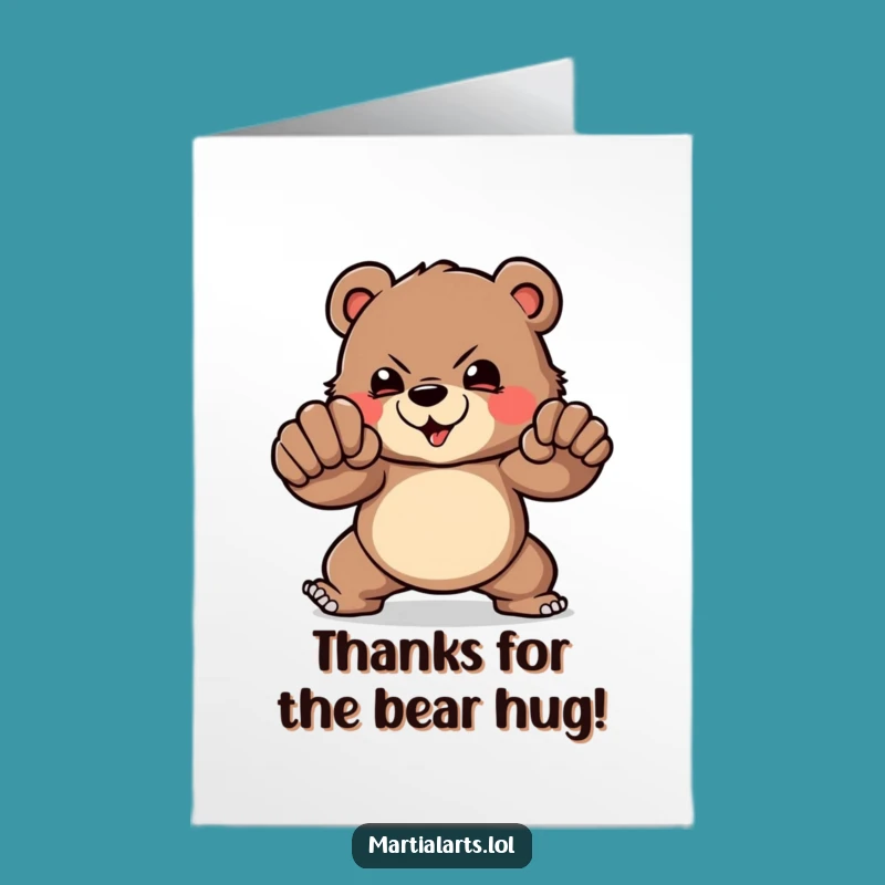Free Printable Bear Thank You Card - Funny Bear Downloadable Gift for Big Thanks