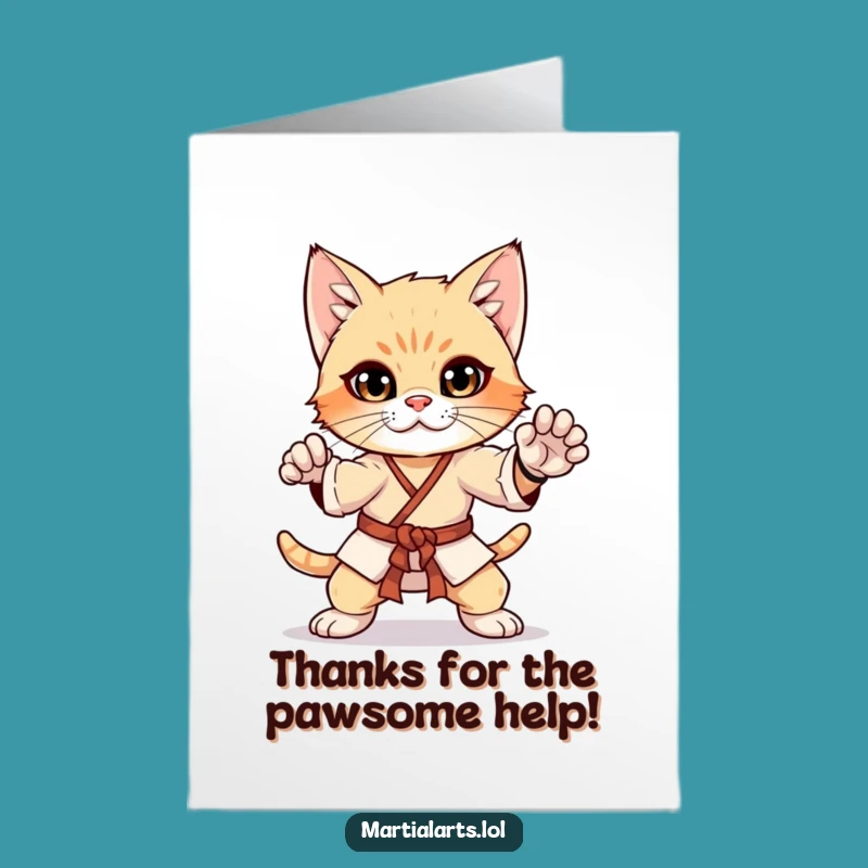 Free Printable Thank You Card: Curious Kitten Martial Arts Funny Gift