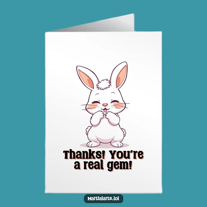 Free Printable Bunny Thank You Card: Funny Downloadable Karate Gift