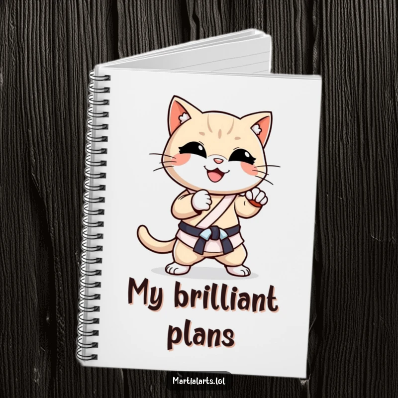 Funny Cat Karate Chop Notebook: A happy, smiling cat performing a karate chop, perfect for jotting down notes and ideas.