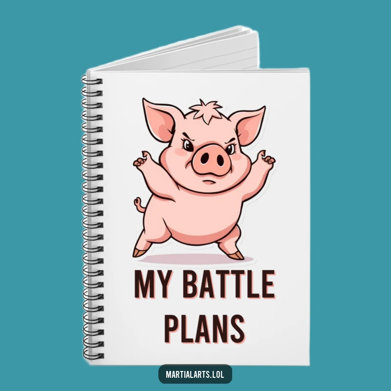 Funny Determined Pig Martial Arts Notebook - Record Your Goals Fiercely