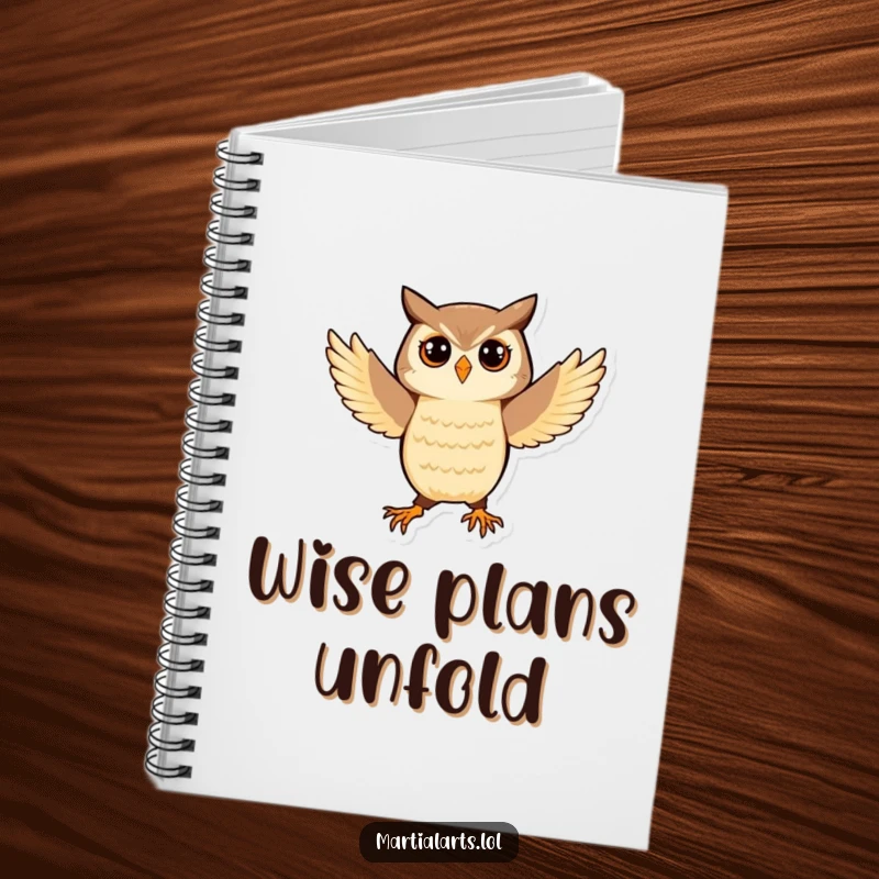 Funny Owl Notebook: A playful owl balancing in a martial arts stance, ideal for jotting down wise and witty notes.