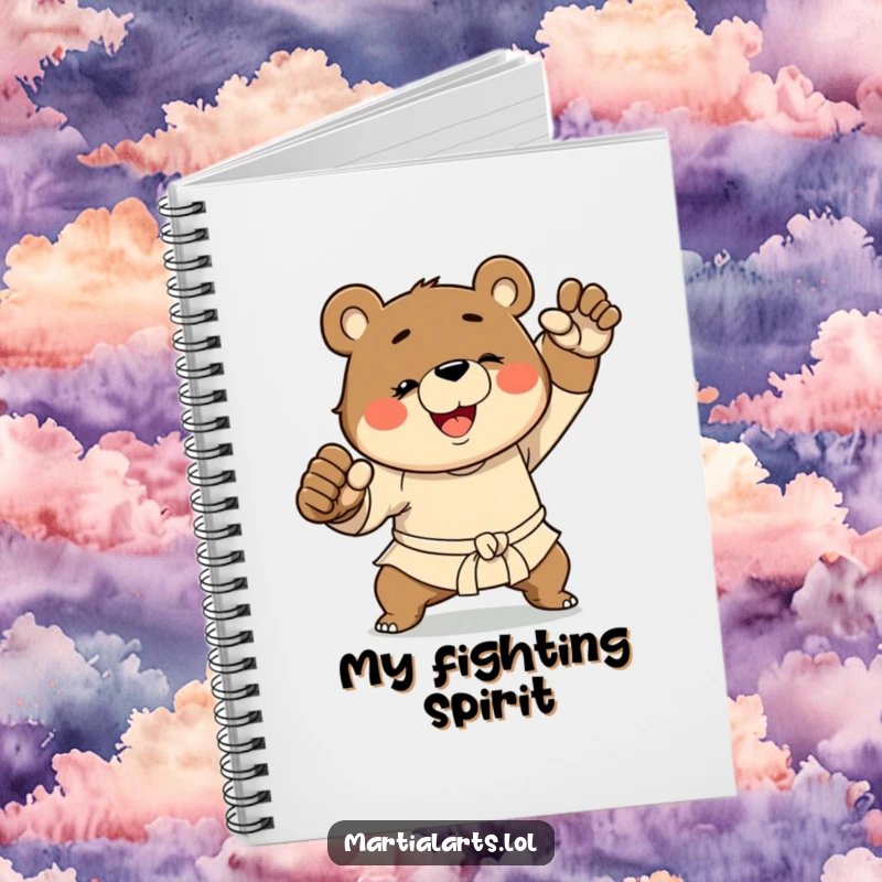 Funny Bear Martial Arts Notebook: A bear striking a dynamic pose, designed for capturing ideas with a blend of seriousness and humor.