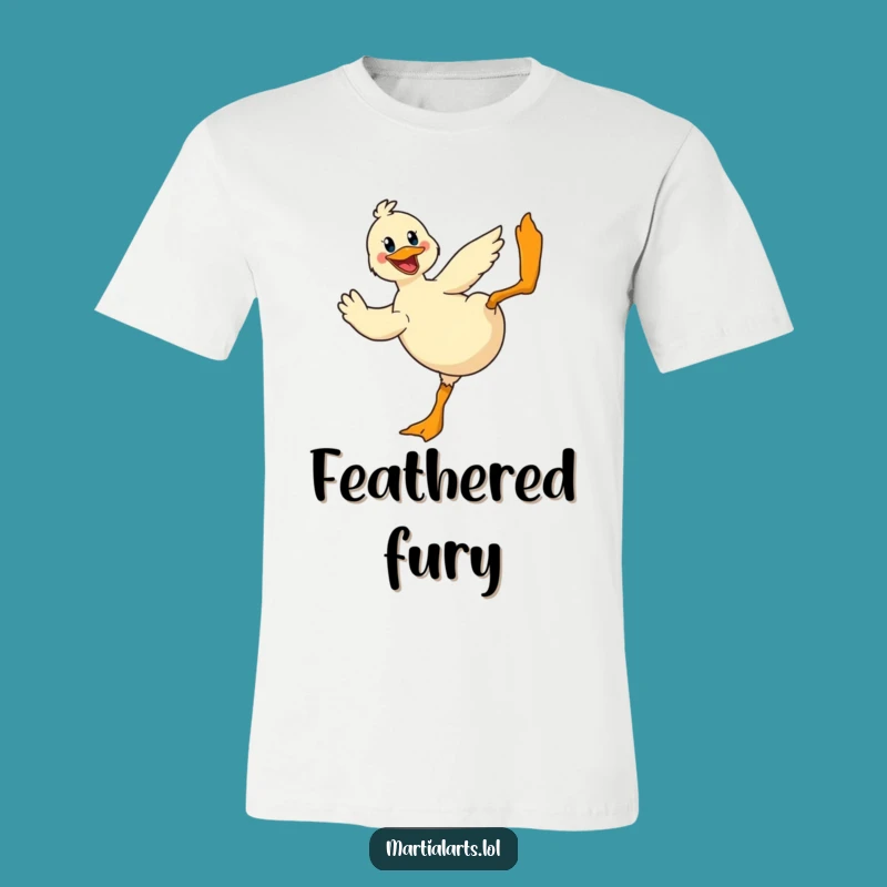 Funny Duck Kung Fu T-Shirt: Cheerful Flying Kick Tee Gift
