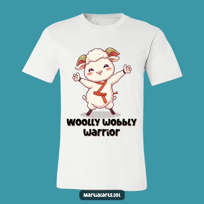 Funny Giggling Sheep Karate Tee: Unleash the Hilarious Wobbly Moves!