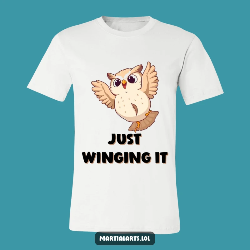 Funny Startled Owl T-Shirt: Leap of Faith Gone Wrong, Hilarious Gift