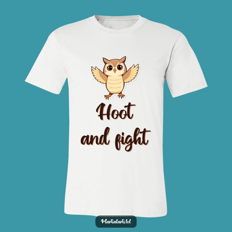 Funny Owl Martial Arts T-Shirt: Playful Stance Tee for Zen Lovers