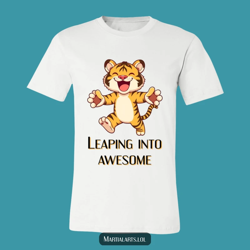 Funny Tiger Pounce T-Shirt: Joyful Graphic Tee Gift for Animal Fans