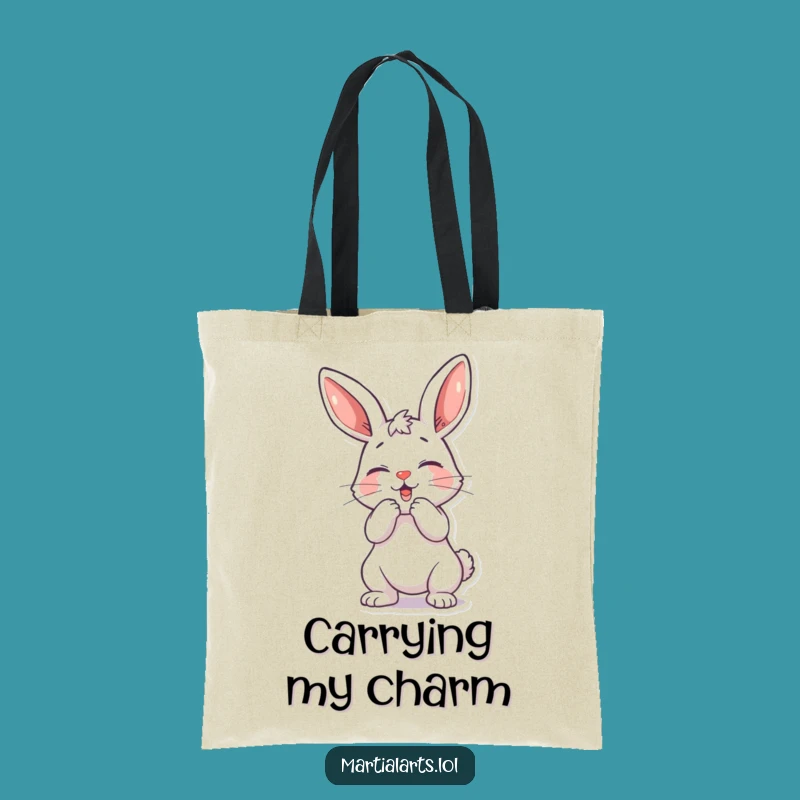 Funny Playful Bunny Tote Bag - Carry Your Tricks, Gift for Mischief