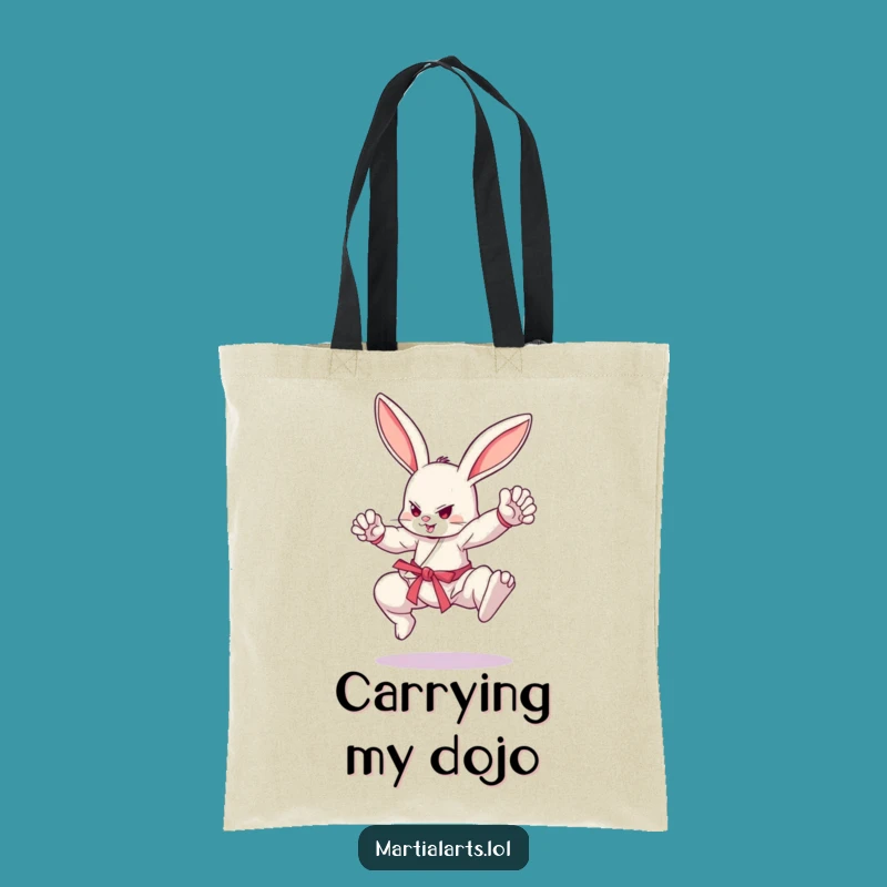 Funny Bouncing Bunny Martial Arts Tote Bag - Carry Your Essentials with Fierce Fun