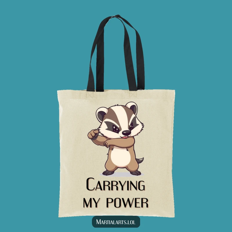 Funny Determined Badger Elbow Tote Bag - Powerful Fighter Carryall