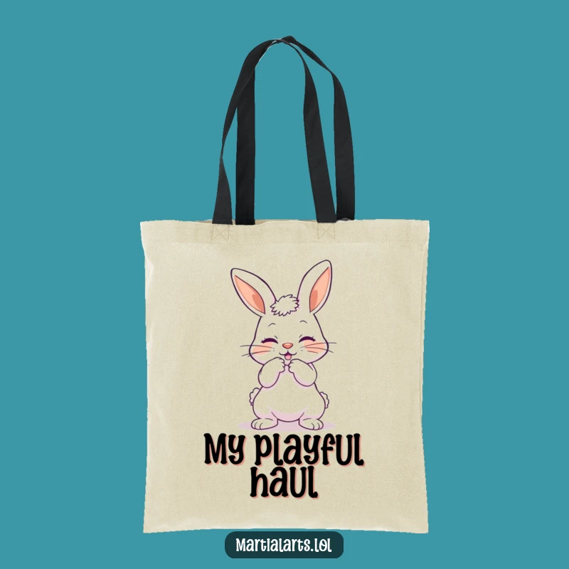 Funny Playful Bunny Tote Bag: Carry Your Fun, Hilarious Gift