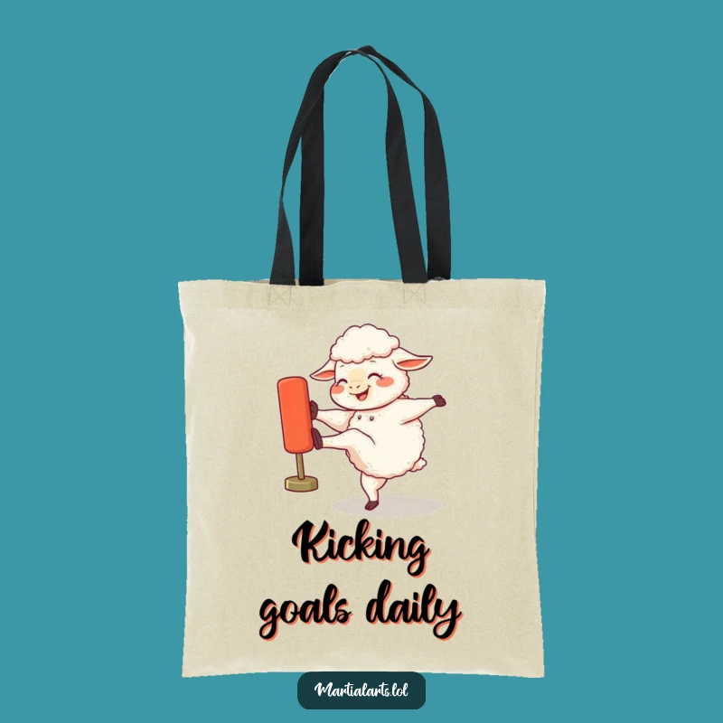 Funny Giggling Sheep Kicking Dummy Tote Bag - Grocery & Gym Fun Gift