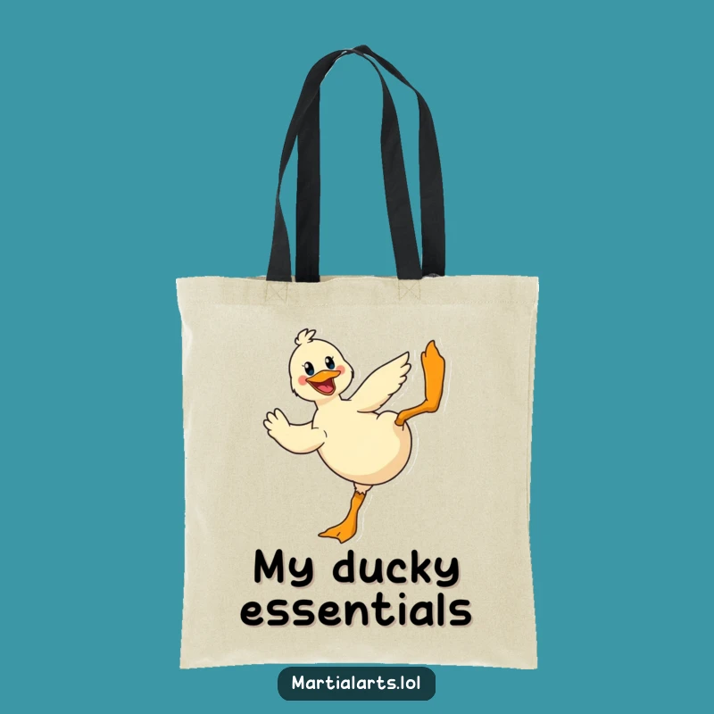 Funny Duck Flying Kick Tote Bag: Cheerful Accessory Gift