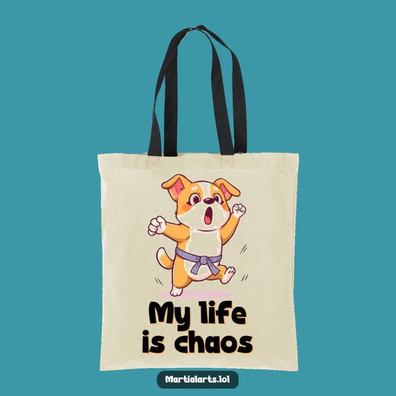 Funny Dog Martial Arts Kick Tote Bag: Carry Your Gear with Humor